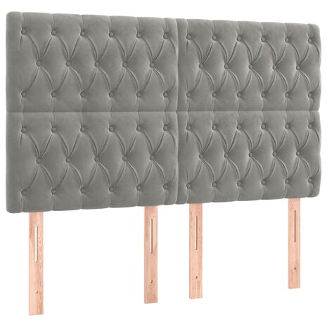 Hoofdborden 4 st 80x7x78/88 cm fluweel lichtgrijs 2