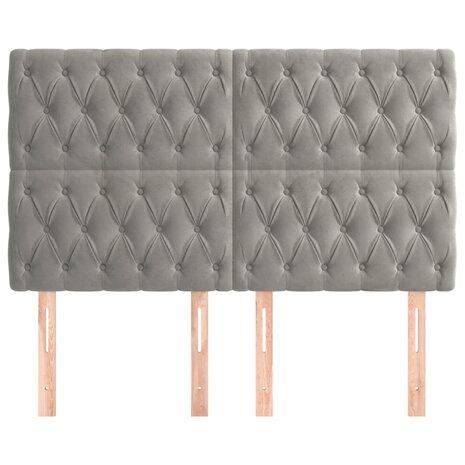 Hoofdborden 4 st 80x7x78/88 cm fluweel lichtgrijs 3