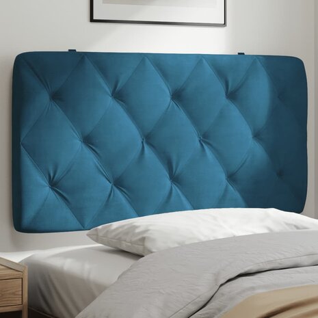 Hoofdbordkussen 100 cm fluweel blauw 1
