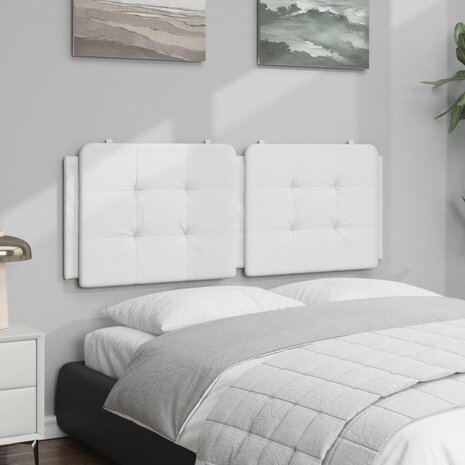 Hoofdbordkussen 140 cm kunstleer wit 3