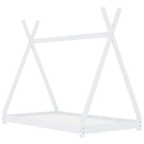 Kinderbedframe massief grenenhout wit 90x200 cm 2