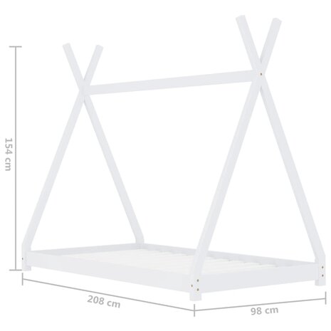 Kinderbedframe massief grenenhout wit 90x200 cm 7