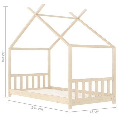 Kinderbedframe massief grenenhout 70x140 cm 9