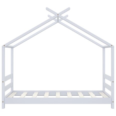 Kinderbedframe massief grenenhout wit 70x140 cm 4