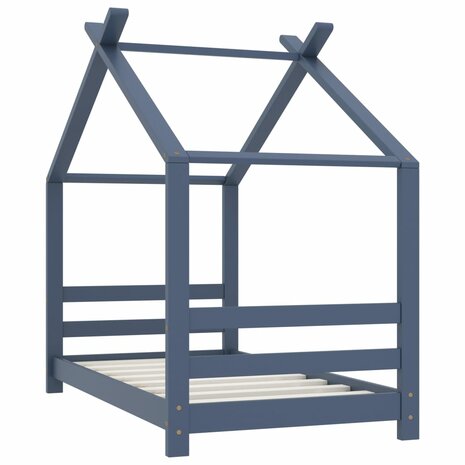 Kinderbedframe massief grenenhout grijs 70x140 cm 2