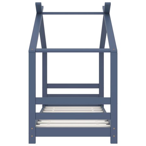 Kinderbedframe massief grenenhout grijs 70x140 cm 3