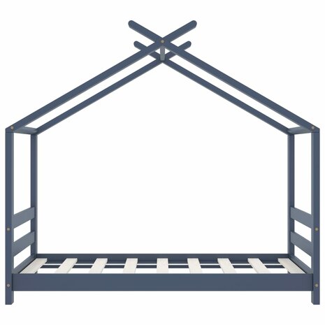 Kinderbedframe massief grenenhout grijs 70x140 cm 4