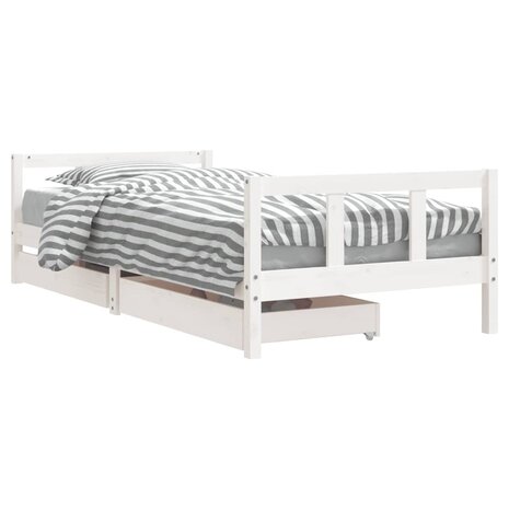 Kinderbedframe 90x200 cm massief grenenhout wit 2