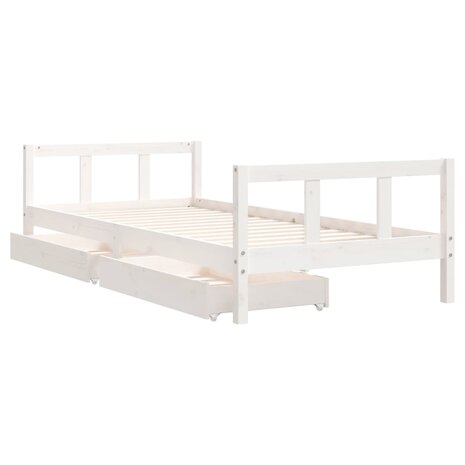 Kinderbedframe 90x200 cm massief grenenhout wit 4
