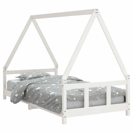 Kinderbedframe 90x190 cm massief grenenhout wit 2