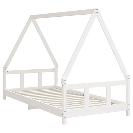 Kinderbedframe 90x190 cm massief grenenhout wit 3