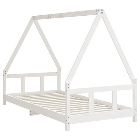 Kinderbedframe 90x190 cm massief grenenhout wit 6