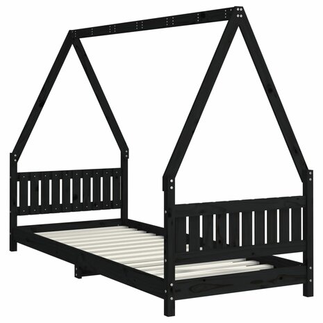Kinderbedframe 80x200 cm massief grenenhout zwart 6