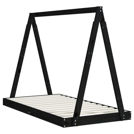 Kinderbedframe 80x160 cm massief grenenhout zwart 3
