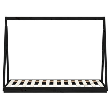Kinderbedframe 80x160 cm massief grenenhout zwart 4