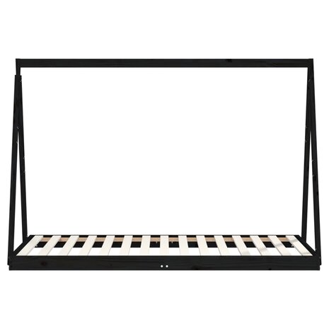Kinderbedframe 90x190 cm massief grenenhout zwart 4