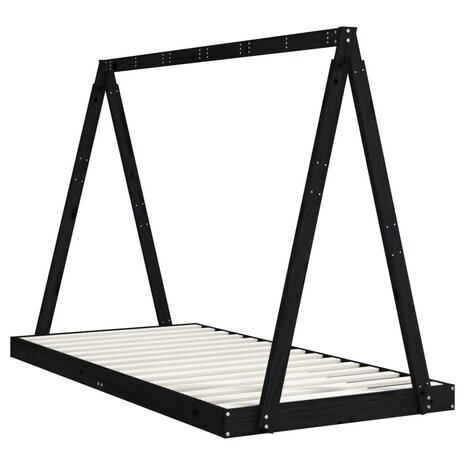 Kinderbedframe 90x190 cm massief grenenhout zwart 6