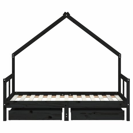 Kinderbedframe met lades 80x160 cm massief grenenhout zwart 5