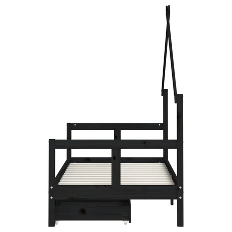 Kinderbedframe met lades 80x160 cm massief grenenhout zwart 6