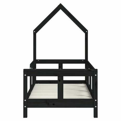 Kinderbedframe 70x140 cm massief grenenhout zwart 4