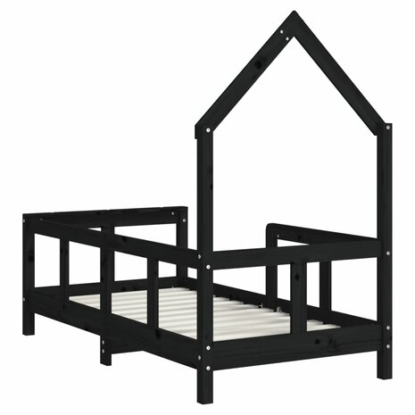 Kinderbedframe 70x140 cm massief grenenhout zwart 6