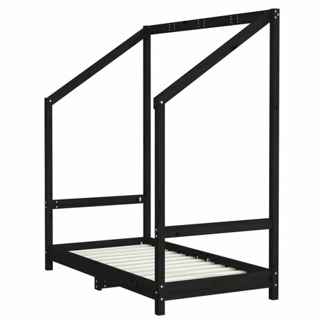 Kinderbedframe 70x140 cm massief grenenhout zwart 3