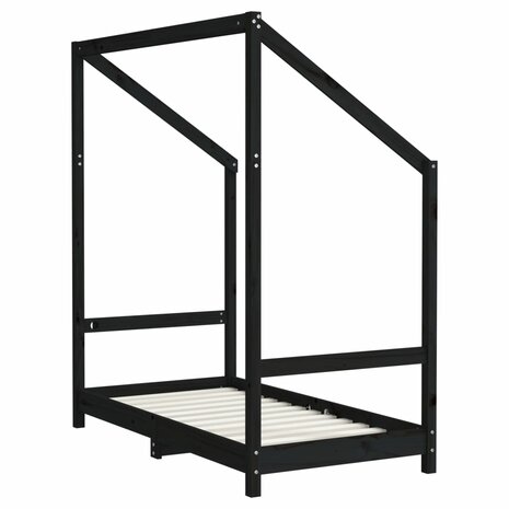 Kinderbedframe 70x140 cm massief grenenhout zwart 6