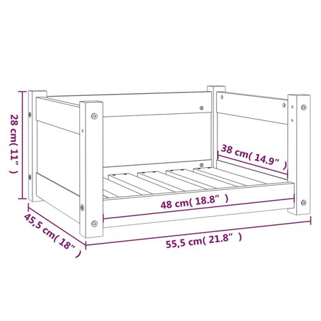 Hondenmand 55,5x45,5x28 cm massief grenenhout honingbruin 8