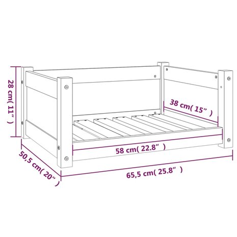 Hondenmand 65,5x50,5x28 cm massief grenenhout zwart 8