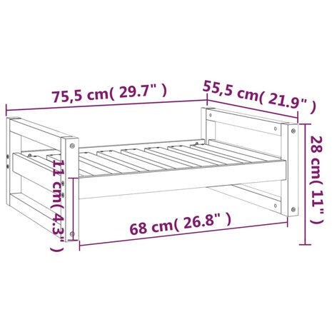 Hondenmand 75,5x55,5x28 cm massief grenenhout honingbruin 8