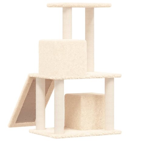 Kattenmeubel met sisal krabpalen 82 cm cr&egrave;mekleurig 5
