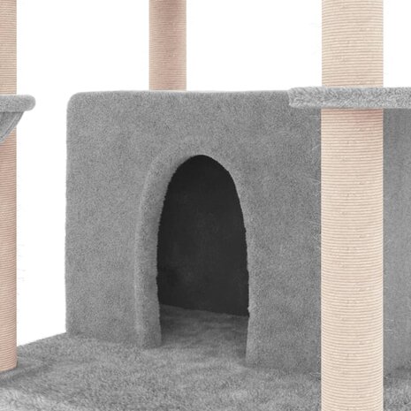 Kattenmeubel met sisal krabpalen 166 cm lichtgrijs 6