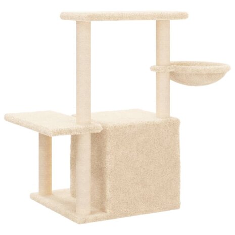 Kattenmeubel met sisal krabpalen 83 cm crèmekleurig 6