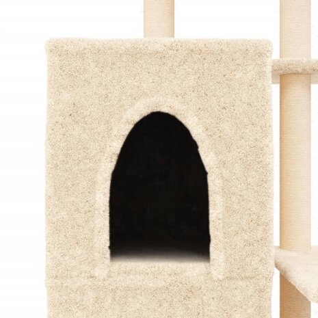 Kattenmeubel met sisal krabpalen 97 cm crèmekleurig 7
