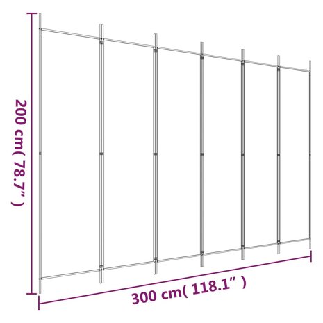 Kamerscherm met 6 panelen 300x200 cm stof bruin 8