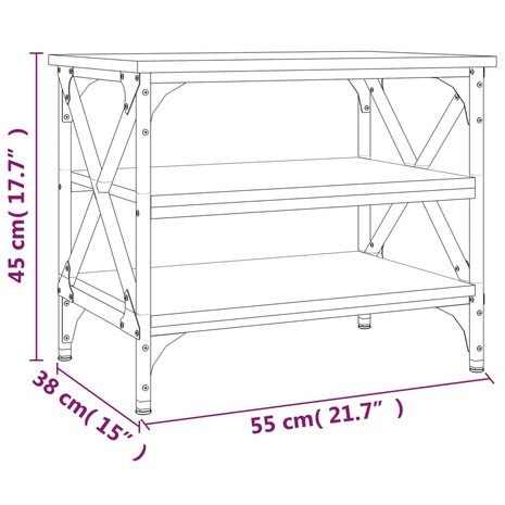 Bijzettafel 55x38x45 cm bewerkt hout bruin eikenkleur 8