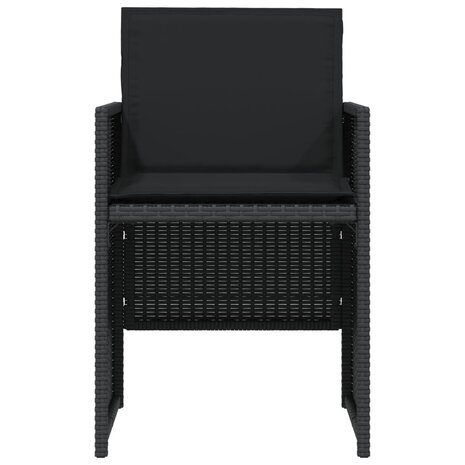 3-delige Bistroset met kussens poly rattan zwart 5