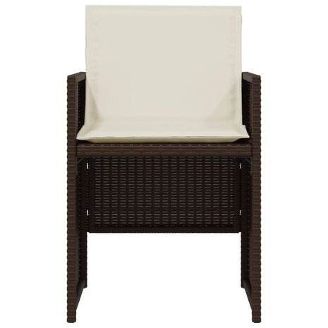 3-delige Bistroset met kussens poly rattan bruin 5