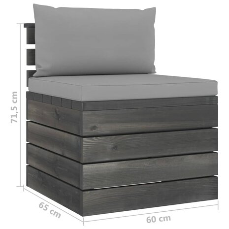 2-delige Loungeset met kussens pallet massief grenenhout 11