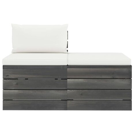2-delige Loungeset met kussens pallet massief grenenhout 3