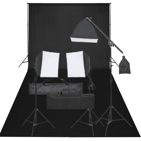 Fotostudioset met verlichtingsset en achtergrond 1