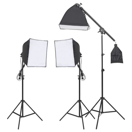 Fotostudioset met verlichtingsset en achtergrond 2
