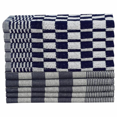 10-delige Keukendoekenset katoen blauw en wit 3