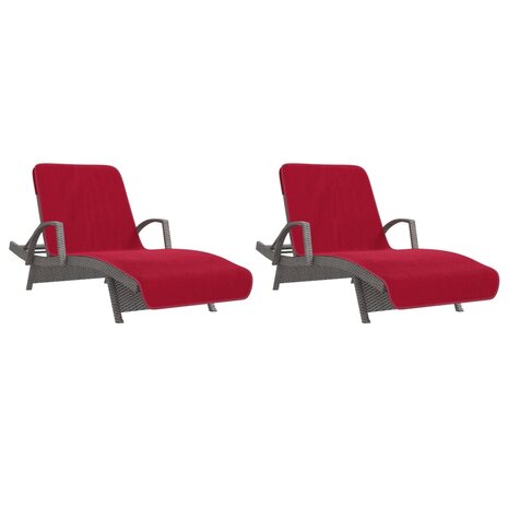 Strandhanddoeken 2 st 400 g/m² 75x200 cm stof bordeauxrood 4