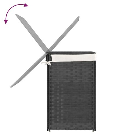 Wasmand met 2 vakken 53x35x57 cm poly rattan grijs 7