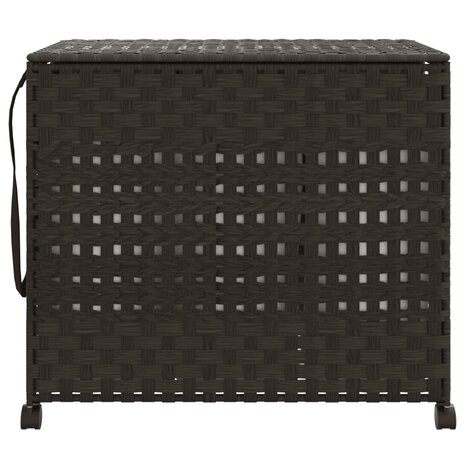 Wasmand op wielen 66x35x60 cm rattan donkerbruin 3