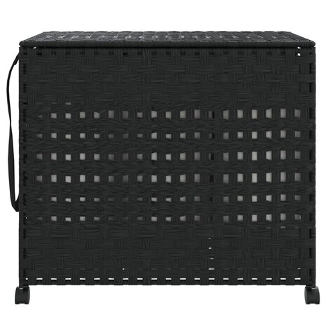 Wasmand op wielen 66x35x60 cm rattan zwart 3