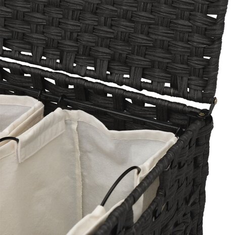 Wasmand op wielen 66x35x60 cm rattan zwart 8