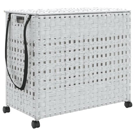 Wasmand op wielen 66x35x60 cm rattan wit 2