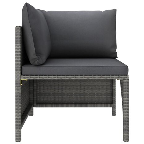 2-delige Loungeset met kussens poly rattan grijs 3
